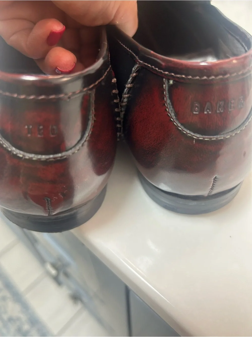 TED BAKER hand burnished square toe men’s loafers. Size 13. Hand stitched